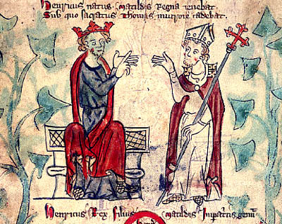 Thomas Becket and Henry II in heated debate